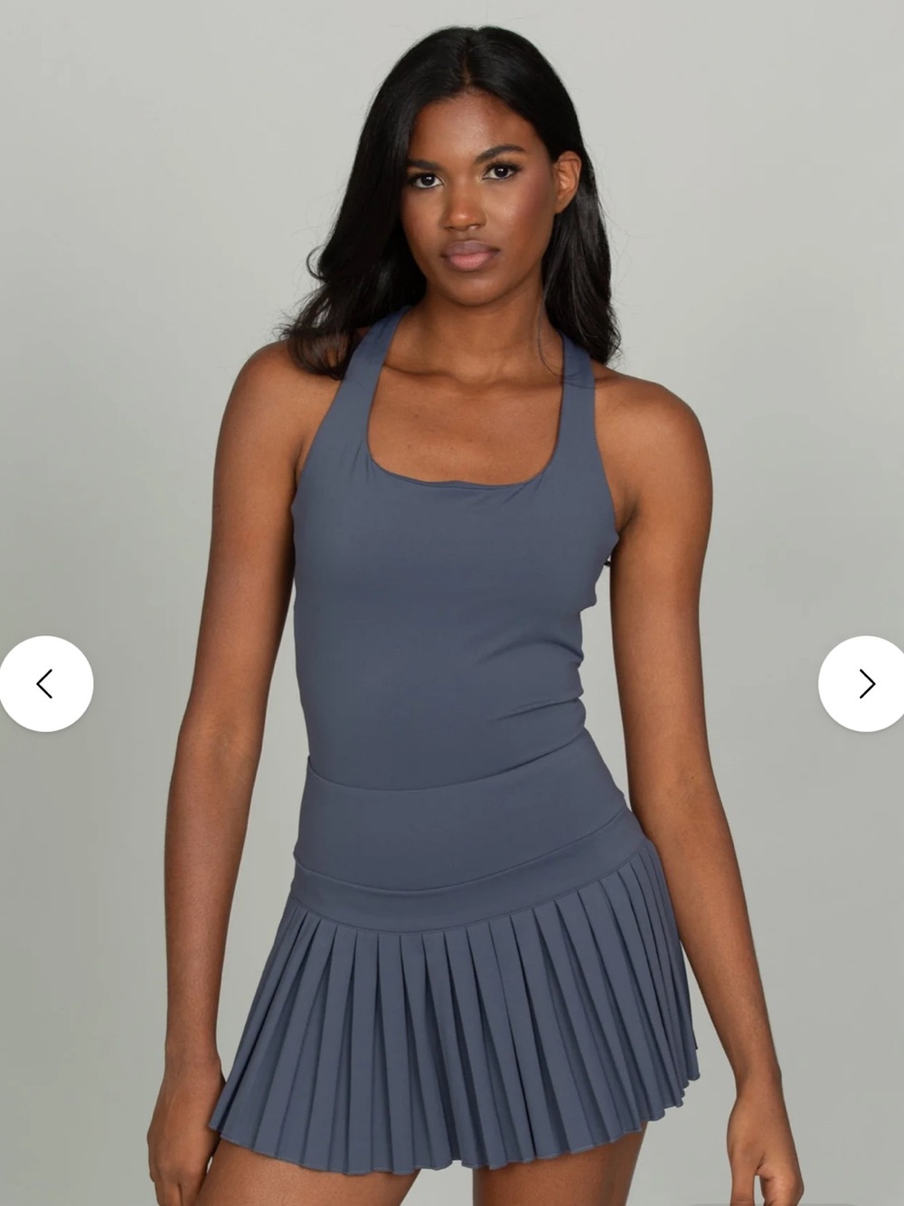 Goldhinge NAVY CRISS CROSS BACK PLEATED TENNIS DRESS